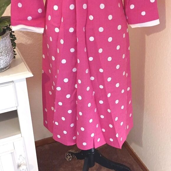 Doreen Lok Pink Polka Dot Dress with White Collar.Vintage. Polka Dot. - Picture 7 of 12